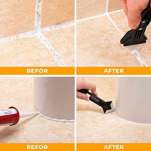 Saker Silicone Caulking Tool 3-in-1 Grout Removal Tool Kit Black Blue - Image 5