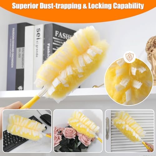 40 Count 360° Heavy Duty 2 Sided Duster Refills Compatible with Swiffer, Large Size-Extra Thick Disposable Electrostatic Feather Duster Refill with 1 Short Handle for Furniture, Blinds, Ceiling - Image 4