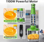 Turelar Immersion Blender Handheld Corded Hand Blenders Set 1100W, Trigger Variable Speed 5 in 1 Stick Emulsifier with Chopper, Whisk and Frother for Soup, Baby Food and Smoothies, Apple Green - Image 2