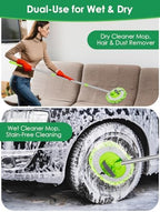 2 in 1 Lightweight Wall Cleaner Mop with Long Handle 75" 190cm Ceiling Duster Lint-Free Chenille Fiber Mop for Kitchen Baseboard Floor Glass Window Roof Cleaning Washer Scrubber Brush Tool Wet Dry Use - Image 5