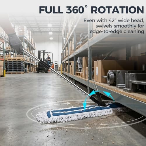 42" Commercial Dust Mop for Floor Cleaning, Heavy Duty Industrial Mop - Image 2