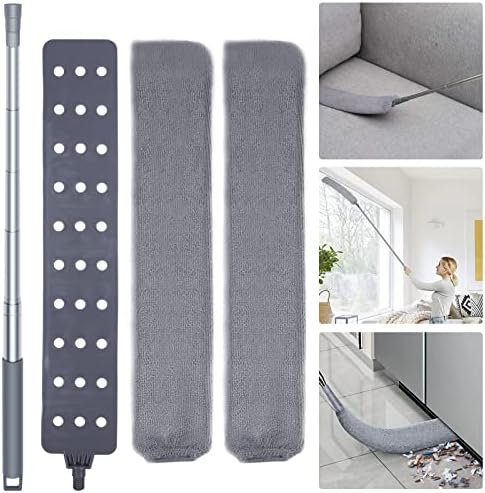 Retractable Gap Dust Cleaner Cleaning Tools with 2 Microfiber Dusting Cloths Long Handle 60inches Washable and Retractable Duster Brush for Cleaning Under Appliances Furniture Couch Fridge by AURUZA