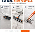Floor Scrub Brush with Long Handle, 3-in-1 with Squeegee & Stiff Bristles - Image 6