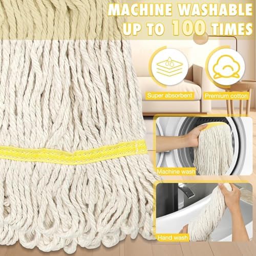 Looped End Commercial Industrial Cotton Mop Replacement Head,2 Pack - Image 3