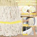 Looped End Commercial Industrial Cotton Mop Replacement Head,2 Pack - Image 3