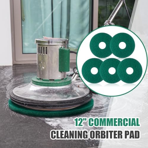 Teenyyou 10 Pcs 12" Cleaning Orbiter Pads Commercial Floor Buffer Pads Hardwood Floor Maintenance Scrubber Polisher Cleaning and Stripping for Orbiter Machine (Green) - Image 5