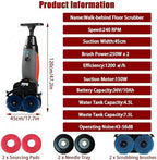 Commercial Walk Behind Floor Scrubber, Portable, 2x250W Brush Power, Dual 4L+7L Tanks, 1200㎡/h Coverage, for Home Office (Grey) - Image 2
