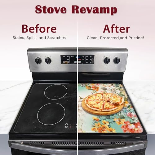 Flowers Stove Top Cover for Electric, Vintage Floral Glass Ceramic Stove Cover, Heat Resistant Flat Stovetop Protector, Dish Drying Mats for Kitchen - Image 4