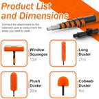 SISUPASSIE 30FT Reach High Ceiling Duster Kit, Window Cleaning kit with 5-24FT Extension Pole, Fan Duster for Ceiling Fan Blades, Microfiber Feather Duster, Rotatable Window Squeegee and Cobweb Duster - Image 2