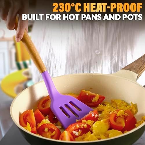 12 Pcs Purple Kitchen Accessories Set with Holder, Silicone Heads - Image 6