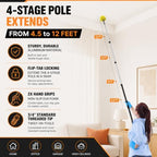 4-12Ft Cobweb Duster with 4-Stage Extension Pole for Ceiling Wall - Image 2