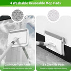 Baseboard Cleaner Tool with Handle, 55.9’’ Baseboard Cleaner with Extendable Handle, Wall Cleaner for Baseboard, Wall, Ceiling, with 4 Reusable Cleaning Pads - Image 4