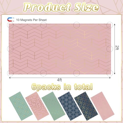6pcs Classroom Fluorescent Magnetic Light Covers,2x4 FT Geometric - Image 2