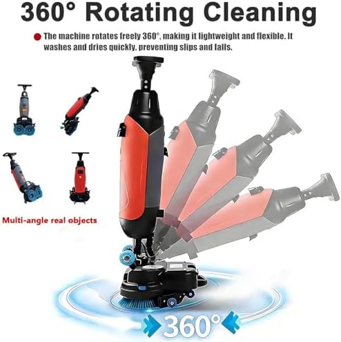 17" Power Mop Brushes Cordless Battery Powered Floor Scrubber with Dual Tanks (4.5L+7.5L), Commercial Floor Washer 13000 Sqft/H for Wood, Tile, Marble & Cement Floors Red - Image 5