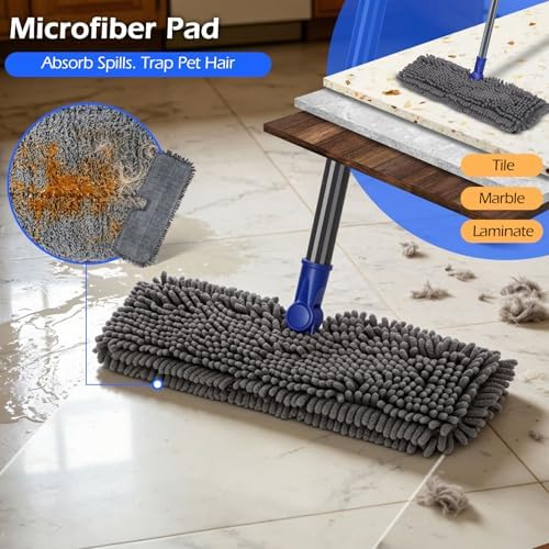 Dust Mop for Hardwood Floors,Double-Sided Flat Mops with 4 Mop Pads - Image 5
