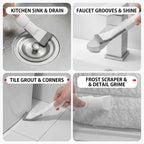 Crevice Cleaning Brush with 10 Replacement Scouring Pads, Deep Detail Scrubbing Tool for Window Track, Sliding Door Rail, Tile Grout, Shower - Image 4