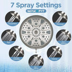 Filtered Shower Head with Upgraded Activated Carbon Filter - High Pressure Shower Head with Hard Water Softener - 7 Settings Bathroom Rain Showerhead to Remove Chlorine and Heavy Metals - Image 6