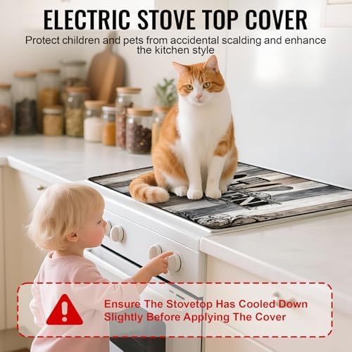 NYZE Extra Counter Space Stove Cover for Glass Top Stoves, 28" x 20" Vintage Kitchen Decorative Cooktop Protector, Heat Resistant Mat Pad for Kitchen Organization - Image 6