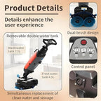 17" Power Mop Brushes Cordless Battery Powered Floor Scrubber with Dual Tanks (4.5L+7.5L), Commercial Floor Washer 13000 Sqft/H for Wood, Tile, Marble & Cement Floors Red - Image 4