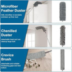 7 Pcs Microfiber Feather Duster with 100-inch Telescopic Extendable Pole, Washable and Reusable Cobweb Duster Kit, Dusters for Cleaning High Ceiling,Fan,Furniture,Blinds - Image 3
