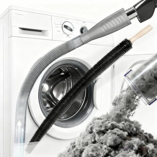 Dryer Vent Cleaner Kit - Universal Vacuum Hose Attachment & Lint Brush, Effectively Clean Clogged Dryer Ducts, Fit Most Vacuums for Dryer, Refrigerator Coils & Behind Appliances (Gray) by Unknown