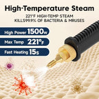 KEROMEE Steam Cleaner, 1500W High Pressure Steamer with 1.27Qt Tank, 15s Fast Heat, 6-Level Adjustable Steam, Portable Machine with 15pcs Kit for Dirt, Grease, Grout, Tile, Floor, Car Detailing - Image 2