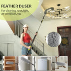 【Upgrade Anti Rotation 】 36ft High Reach Duster Kit,5-36ft Lightweight Aluminum Alloy Extension Rod,7-Piece Set,210° Steering Head Clean Various Angle,for Cleaning Ceiling,High Wall - Image 5