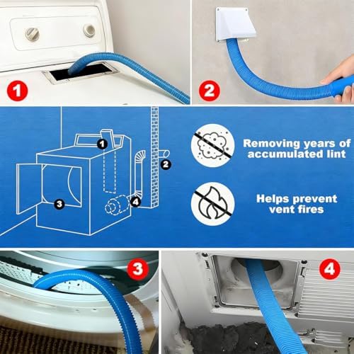 2026 Upgraded Dryer Vacuum Hose Attachment Compatible with All Vacuum Cleaner, Universal Dryer Vent Cleaner Kit, Dryer Lint Vac Attachment, Deep Cleaning Tools for Clogged Ducts & Lint Removal - Image 5