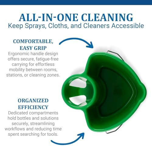 San Jamar KP500 Kleen-Pail Commercial Cleaning Caddy System, Green - Image 5