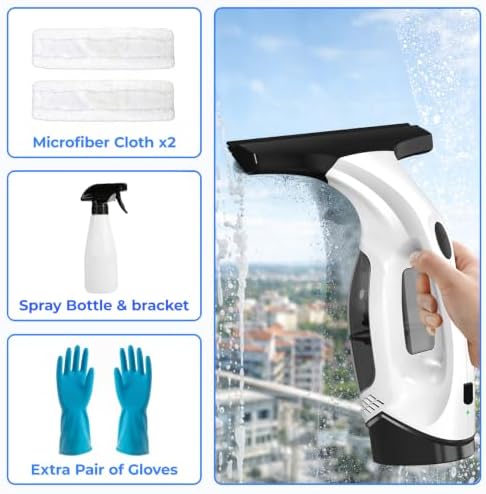 Window Vacuum Squeegee Cordless, Electric Window Cleaner with 2000Pa Suction, 280mm Wide Blade, 150ml Tank for Shower Glass, Mirrors, Tiles & Car Windows - Image 4