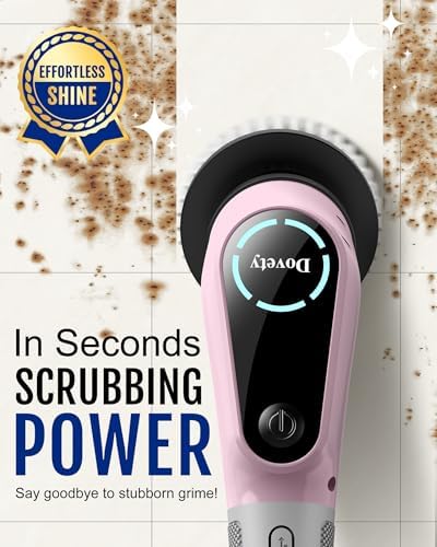 Dovety Electric Spin Scrubber, Extendable Handle, 8 Brush Heads-Pink - Image 2