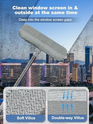 IMHO Cleaning Brush for Window Screen, Screen Cleaner Tool, 2 in 1 Mesh Screen Cleaning Brush, Small Brush for Patio, Door, Porch Screens, White &Grey Brush Cleaners for Screen - Image 2