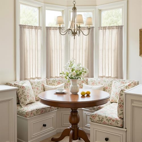 jinchan Linen Kitchen Tier Curtains, 38x45, 2 Panels, Natural - Image 2