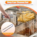 Fryer Cleaning Tool 5 Piece Set, Deep Fryer Basket Brush, Long Handle L-Shaped & Straight Crevice Cleaning Brush, Cleanout Rod Kit and V-Shaped Strainer Scoop for Restaurant, Kitchen Maintenance - Image 5