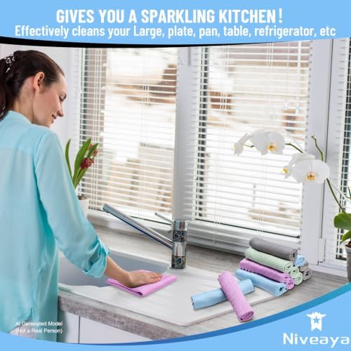 Niveaya 24 Pack Reusable Fish Scale Cloth, Microfiber Glass Cleaning Cloth - Image 6