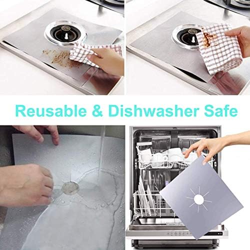 MSDADA Gas Stove Covers,8+2 Pcs 0.2mm 10.6" x 10.6" Gas Range Protectors - Image 5
