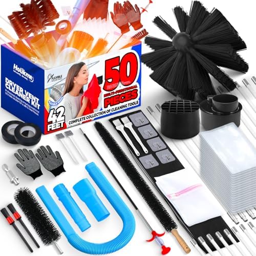 Holikme 42FT Dryer Vent Cleaner Kit 50Pcs - Lint Remover Brush Vacuum Tools by Holikme