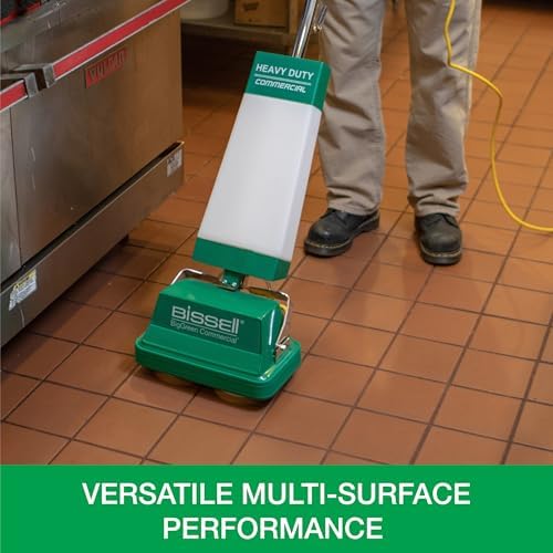 Bissell BigGreen BGFS5000 Portable Two Brush Floor Scrubber & Polisher, Polypropylene, 13"" W x 7"" D x 44"" H, White & Green - Image 2
