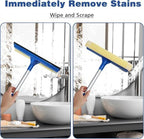 Professional 2-in-1 Window Squeegee with Telescopic Stainless Steel Handle (13.3"-18.9") | Sponge & Scraper for Glass, Shower, Car & High Surfaces - Image 6