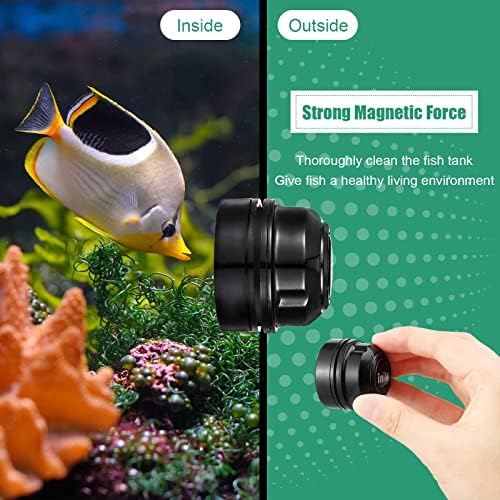 Cunhill 2 Pieces Mini Aquarium Glass Cleaner Magnetic Algae Scraper 1.57 x 1.38 Inch No Scratch Fish Tank Glass Cleaner Magnetic Brush for Thick Fish Tank Glass Acrylic Aquarium(Black) - Image 4