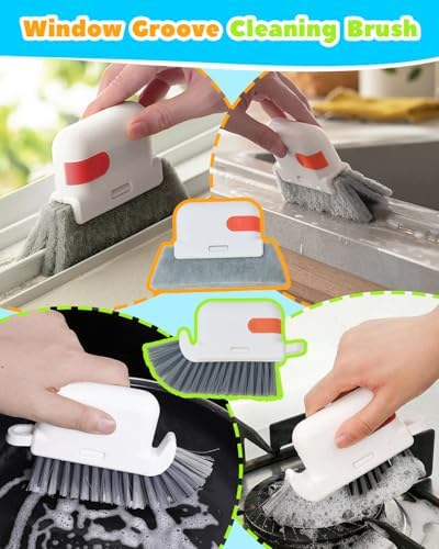 11 Pcs Blind Cleaner Duster Tool Kit – Mini & Window Blinds Cleaner Brush Set, Air Vent & Track Cleaning Tools, Window Groove & Sill Scrubber for Home, Car, AC, Sliding Doors - Yellow - Image 5