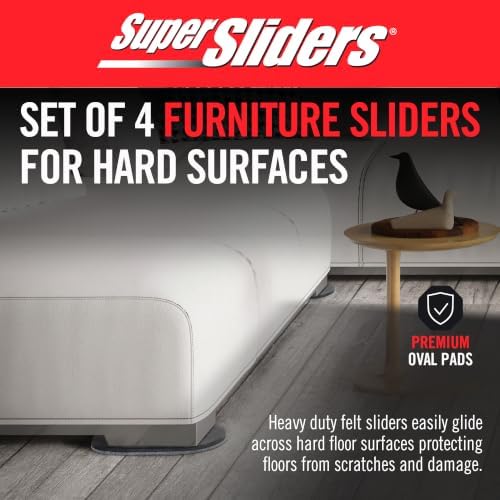 Super Sliders 5-3/4" x 9-1/2" XL Oval Reusable Felt Furniture Sliders for Hard Surfaces, Anti-Slip Protective Furniture Moving Pads for Beds, Sofas, Dressers, Set of 4, Black - Image 4