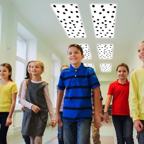 6Pcs Classroom Fluorescent Magnetic Light Covers,2x4 FT Black Polka Dot - Image 6