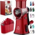 Zulay Kitchen Rotary Cheese Grater 5 Blade Cheese Shredder - Manual Hand Crank Cheese Grater With Reinforced Suction & 5 Interchangeable Drums - Easy to Use, Vegetable Chopper Round Mandoline Slicer by ZulayKitchen