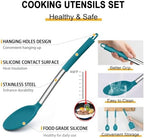 E-far Kitchen Utensils Set, 14-Piece Blue Silicone Cooking Utensils Set - Image 3