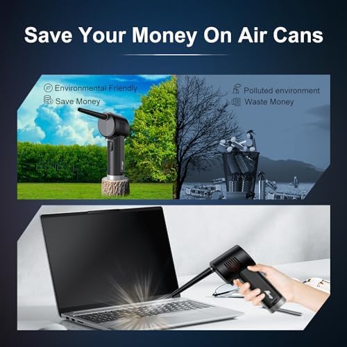 Electric Air Duster, Cordless Air Duster, Rechargeable Compressed Air Duster, 33000 RPM Air Blower, Two Smart Start Modes, Good Replacement for Compressed Air Can, Reusable Dust Destroyer… - Image 5