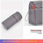 HOMEST Stand Mixer Quilted Dust Cover with Pockets Compatible with KitchenAid 6/7/8 Quart Bowl Lift, Grey (Patent Design) - Image 5