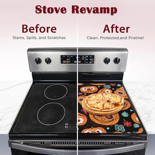 Halloween Pumpkin Stove Top Cover for Electric, Glass Ceramic Stove Cover, Heat Resistant Flat Stovetop Protector, Dish Drying Mats for Kitchen - Image 4