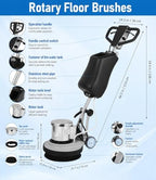 17" Commercial Floor Scrubber Tool, 1100W Heavy Duty Floor Buffer Polisher - Image 3