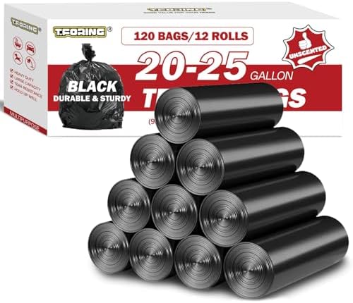 20-25 Gallon Trash Bags Unscented, 30'' x 33'', Black, 120 Count by TFORING%C2%AE